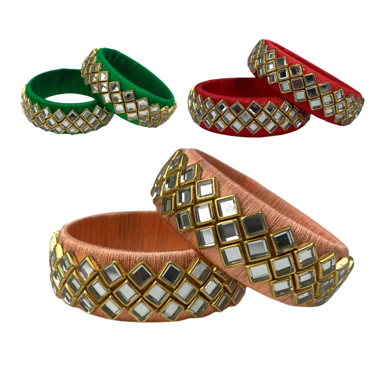 Indian Silk Thread Bangles for Women Traditional Kundan Bracelet Return Gifts Hippie Jewelry Bollywood Bracelet Gift for Her - Indian Bridal Set Thread Bangle